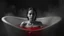 Placeholder: monochrome photo of very blur face pale woman sitting in bath tube around her red water, in bath, blur fog, background one black demonic shadow, dark gray old wall, darkness around, sad, surreal dark vibe, dark colors, in wall circle dark deep abyss,splash art, cinematic, depressive vibe