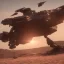 Placeholder: Armored Core machine robot fights another Armored Core fly in the sky in the desert with the ocean where you can see the space in the sky with the twilight on the horizon, 4k resolution