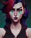 Placeholder: Isometric art of a short Succubi women with small black ram horns and deep red hair and green eyes, soft lighting, complimentary pastel gradients, high definition, 3d icon clay render, blender 3d