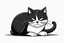 Placeholder: lazy cat cartoon simple black and white