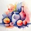 Placeholder: Draw me an abstract still life in watercolour