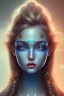 Placeholder: rustic girl, blue night atmosphere, 8K, close-up face, anatomically perfect face, india, tree on face, bold lips, brown eye, texure face