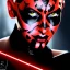 Placeholder: Ultra detailed fullbody Portrait in oil on canvas of beautiful female darth Maul with red lightsaber,extremely detailed digital painting,ultrarealistic skin,intense stare, extremely detailed face, crystal clear eyes, mystical colors ,perfectly centered image, perfect composition, rim light, beautiful lighting,masterpiece ,8k, stunning scene, raytracing, anatomically correct, in the style of Simon Bisley and uncannyknack and Ohrai Noriyoshi and robert e howard and Steve Jung.