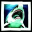 Placeholder: Epic Drawing of Great White Shark smiling underwater By Caravaggio, By Rafel ,By michelangelo 8k