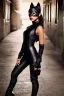 Placeholder: a poster of a Jenna Ortega, dressed as Catwoman, fine-art photography, soft portrait shot 16k, full length, ultrarealistic, UHD faces, Unsplash, kodak ultra max 800, intricate, cinematic pose, centered symmetrical composition, stunning photos, masterpiece, grainy, centered composition