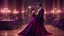 Placeholder: Hyper Realistic Handsome-Muscular-Man-Wearing-Red-Velvet-Tuxedo Dancing with a Beautiful-Girl-Wearing-Purple-Velvet-Gown with dinner-setup at night with dramatic-&-cinematic-ambiance