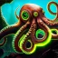 Placeholder: ultra detailed fullbody Drawing of a Cyborg octopuss on the shore ,metal body, open mouth, with sharp teeth, with glowing Green eyes, extremely detailed digital painting, intrincate, extremely detailed face,crystal clear Big eyes, in the style of Frank Frazetta, mystical colors , perfectly centered image, perfect composition, rim light, beautiful lighting, 8k, stunning scene, raytracing