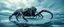 Placeholder: airbrush 3d rendering, frontal close up of alien underneath chrome centipede lobster huge space ship on small frozen island in lake, pinhole cam, background motion blur
