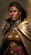 Placeholder: A tall human woman with tanned skin. Her face, marked by the years, always has a smirk on it, showing her superiority in the eyes of the others. She is dressed in leather armor and wears a wheel cape.