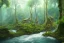 Placeholder: rainforest with a serene creek, no civilisation