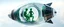 Placeholder: highly regular and hairy transparent soccer ball space ship with green alien director men inside, front flaps, ailrons
