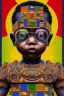 Placeholder: futuristic baby portrait in Kente, rusted clocks eyes, cinematic, scaffolding, ghana flag, african pattern symbols, engraved, 8k quality