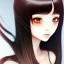 Placeholder: Japanese girl with big brown eyes and long black hair with bangs