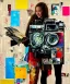 Placeholder: happy beautiful girl holding big proffesional camera in studio. street art, oil on canvas, spray paint, collage, letters, newspapeers, Dave McKean, Vladimir Fedotko, Saturno Butto, Vaughn Bodé, Frank Wu, James C. Christensen, collage, dirty, paint dripping, radiant