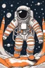 Placeholder: white and orange dog flies to the moon top of the a rocket