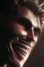 Placeholder: a very close up side profile image of an evil angel, smiling,8k quality, supper realistic