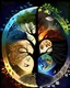 Placeholder: The tree of life consists of four seasons: spring, summer, autumn, winter, light, time, darkness, star, moon, sun, yang-ying, water, wind, earth, fire and love.