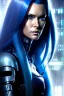 Placeholder: hiper realista, hiper detalhado, retrato de corpo inteiro, no estilo cyberpunk, de uma mulher incrivelmente bonita com implantes biônicos, cabelos compridos azuis, olhos brilhantes, arte de greg rutkowski, artgerm, wlop, rossdraws, boris vallejo