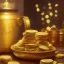 Placeholder: Gold Pot full of gold coins,extremely detailed digital,painting, extremely detailed ,perfectly centered image, perfect composition, rim light, beautiful lighting,masterpiece,8k, stunning scene, raytracing, anatomically correct,, in the style of Dysney and Pixar,Ultra detailed