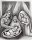 Placeholder: Prince Charles and Camilla in a nativity scene pencil and charcoal sketch