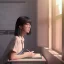 Placeholder: female student studying by the window, anime style, unreal engine 5, cinema4d, sun light, studio lighting --ar 1:1 --v 4