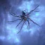 Placeholder: Giant transparent ethereal starry spider, realistic