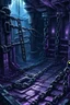Placeholder: A purplish black dungeon with chains in Futurism art style