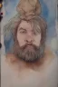 Placeholder: portrait, watercolour, realistic, illustration, dnd, dwarf, ghost, ethereal, lapis skin, glowy skin, see-through