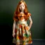 Placeholder: pretty girl, age 10, ginger hair, colourful, gentle, dress, full-body