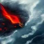 Placeholder:  dragon flying with white, opaque scales, volumetric lighting, photo realistic, dark fantasy, dramatic, ferocious, over the ocean with a erupting volcano that is leaking through the sides, dramatique middle ages