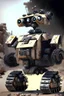 Placeholder: 10k hyper realistic detailed evil armored military WALL-E robot with weapons, equiped with mounted blades and machine gun turrets