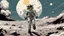 Placeholder: comic style, Moon landing