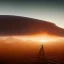 Placeholder: volumetric Wide desert view with futuristic hovering military armored tank painted by chris foss, floating, hover, 4k, 8k, [hovercraft] Minutiae, highly detailed, render, rivets, hovering, stripes, sunset duststorm, nimbus clouds