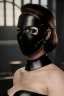 Placeholder: executioner in black leather, mature woman, skintight eye mask, busty, cleavage, evil, angry, steam punk, 8k,dark, bdsm