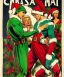 Placeholder: two elves. woman and man. stand apart. Christmas scene. poster. marvel comic. low-key