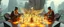 Placeholder: alien levitating yoga monk wrestlers chess masters playing serious glowing chess on hex map in lounge on beautiful lush planet with huge transparent bird glass alien chess pieces of ships in fountain, also an endless twisted god piece, one of the players is wrestling a piece, floating chess board