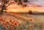 Placeholder: Amazing beautiful sunset, flowers, prairie, mountains, trees, epic, winslow homer watercolor paintings