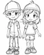 Placeholder: girl with boy cartoons coloring pages , no black color, no no flower, b/w outline art for kids coloring book page, Kids coloring pages, full white, kids style, white background, whole body, Sketch style, full body (((((white background))))), only use the outline., cartoon style, line art, coloring book, clean line art, white background, Sketch style