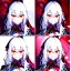 Placeholder: Clear focus, 8k, vampire girl, high quality, detailed, white hair, red eyes, beautiful lighting, vibrant colors, nervous smile,