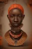 Placeholder: african portrait in rusted clocks, clock face, rust, scaffolding, ghana colours, cyberpunk, high detail