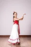 Placeholder: simple background, full body of very pretty little girl in azeri dance costum and with dance shoes