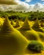 Placeholder: A yellow dunes near a Brazilian city designed in Hawaiian tiki statues painted by Alfred Sisley