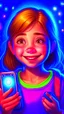 Placeholder: Girl holding a phone with a happy face. Children's story book, illustration, key lighting, soft lights, hazy, by Steve Harris, Lisa Juskavage, Serov Valentine, by Tarkosovsky, 8k rendering, detailed, cute cartoon style, very cute face.