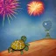 Placeholder: Turtle and Fireworks