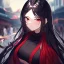 Placeholder: Clear focus,High resolution, black long hair, Vibrant red eyes, Emo style,