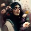 Placeholder: woman, life, freedom, Persian girls, digital art, muted tones, flowers everywhere, REALISTIC