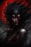 Placeholder: A dramatic digital painting portraying a horror monster under the Red Moon, veins pulsing, claws of temptation visible, soul in turmoil. In the style of Luis Royo and Boris Vallejo and Giger, vivid colors, swirling brushstrokes, highly detailed, 8k resolution, surrealistic., juicy emotions, painting, gloomy fantasy, gloomy day, dark world, portrait, oil and graphite, wide strokes, a weaving frame around, by Ryohei Hase, Agnes Cecile, Raymond Swanland, Anne Bachelier