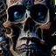 Placeholder: a close up of a person's face with a sign and a lot of skulls, detailed 3d gothic oil painting, 4k highly detailed digital art, detailed cover artwork, surrealistic digital artwork, by Johfra Bosschart, abstract occult epic composition, neosurrealism. digital art, horror surreal art, 4k detailed digital art, horror fantasy art, surreal dark art