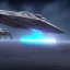 Placeholder: star wars starship in magic medival city, volumetric light, 8k