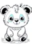 Placeholder: outline art for cute baby panda coloring page for kids, white background, sketch style, full body, only use outline, cartoon style, clean line art, no shadows, clear and well outlined